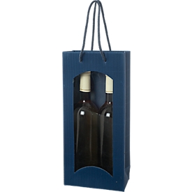 Sac pour bouteille de vin Vague ouverte, pour 2 bouteilles, bleu, 20 p.