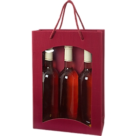 Sac pour bouteille de vin Vague ouverte, pour 3 bouteilles, bordeaux, 10 p.