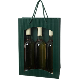 Sac pour bouteille de vin Vague ouverte, pour 3 bouteilles, vert, 10 p.