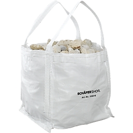 Sac pour conteneurs Schäfer Shop Genius Big Bag, ouvert en haut, jusqu'à 100 kg, 2 boucles de levage, 5 pièces, L 400 x P 400 x H 400 mm, blanc