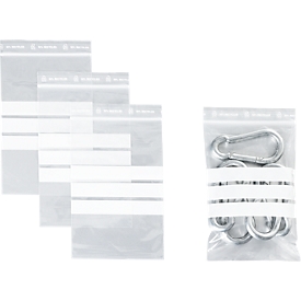 Sachets à fermeture à pression - polypropylène - 50% de matières régénérées - 100 × 150 mm - 50 µm - transparent - avec 3 zones inscriptibles - 1000 pièces par paquet