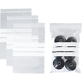 Sachets à fermeture à pression - polypropylène - 50% de matières régénérées - 200 × 300 mm - 50 µm - transparent - avec 3 zones inscriptibles - 1000 pièces par paquet