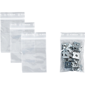 Sachets à fermeture à pression - polypropylène - 50% de matières régénérées - 60 × 80  mm - 50 µm - transparent - sans zone inscriptible - 1000 pièces par paquet