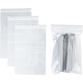 Sachets à fermeture à pression S&amp;Z, polypropylène, 200 × 300 mm, 50 µm, 50% de matière régénérée, sans impression, transparent, 1000 pcs.