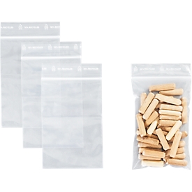 Sachets à fermeture à pression S&amp;Z, polypropylène, 80 × 120 mm, 50 µm, 50% de matière régénérée, sans impression, transparent, 1000 pcs.