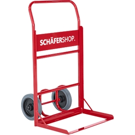 Sackkarre Euro 1003 – Stahl – Schaufel 605 mm – Gummireifen – Tragfähigkeit 150 kg – Karminrot RAL 3002 – unsere Marke schäfershop Genius