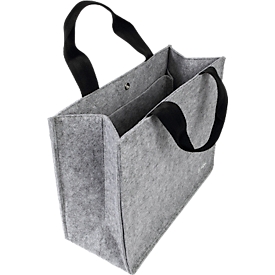 Sacoche pour ordinateur portable Sigel Desk Sharing Bag Basic M, pour ordinateurs portables jusqu'à 15,4″, 2 grands compartiments/2 poches latérales, poignées, bandoulière, feutre synthétique, gris clair