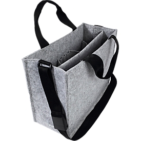 Sacoche pour ordinateur portable Sigel Desk Sharing Bag Classic M, pour ordinateurs portables jusqu'à 15,4″, 2 grands et 5 petits compartiments, poignées, bandoulière, feutre synthétique, gris clair