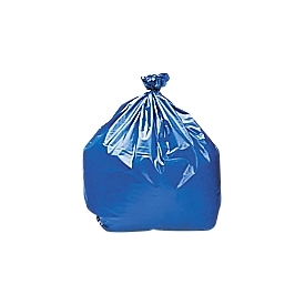 Sacos de basura de HDPE, 240 litros, ancho 650 x alto 1350 mm, 100 micras, azul, 100 p 