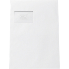 Sacs d'expédition, C4, avec fermeture adhésive, avec fenêtre, ultra blanc, papier recyclé, 250 p.