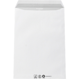 Sacs d'expédition, C4, avec fermeture adhésive, sans fenêtre, ultra blanc, papier recyclé, 250 p.