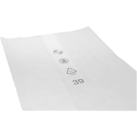 Sacs poubelle Deiss PREMIUM®, robustes et polyvalents, LDPE recyclé, en vrac, L 800+500 x H 2200 mm, 800 litres, transparents, 50 pièces