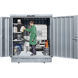 Säbu hazardous substance container SAFE Tank 400 KTC ECO, for active storage, with temporary, explosion-proof fan, W 2100 × D 2170 × H 2400 mm