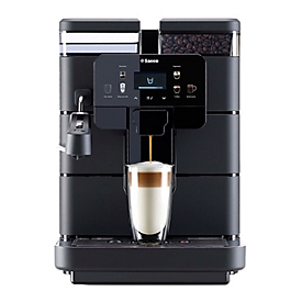 Saeco Machine à café automatique New Royal Plus, pour grains, 1400 W, jusqu'à 2,5 l/600 g, mousseur à lait, bec verseur réglable en hauteur pour 2 tasses, USB, noir
