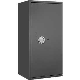 Safe Lyra 5, resistance grade 0 according to EN 1143-1, volume 109 l, door hinge right, double-bit lock with 2 keys, 2 shelves, incl. anchoring material, W 500 x D 420 x H 950 mm, graphite grey RAL 7024
