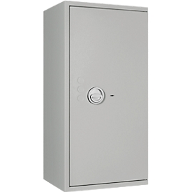 Safe Lyra 7, resistance grade I according to EN 1143-1, volume 118 l, door hinge right, double-bit lock with 2 keys, 2 shelves, incl. anchoring material, W 500 x D 420 x H 1020 mm, light grey RAL 7035