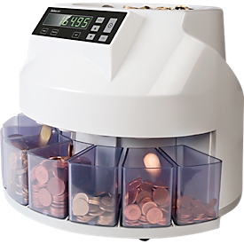 Safescan Münzzähler 1250, für 300-500 EURO-Münzen, zählt und sortiert bis zu 220 Münzen/min, Additions-/Bündelungsfunktion, Auto-Abschaltung, RS-232