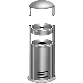 Safety ashtray/waste container tec-art E + weather protection hood, FREE
