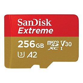 SanDisk Extreme - Flash-Speicherkarte (microSDXC-an-SD-Adapter inbegriffen) - 256 GB - A2 / Video Class V30 / UHS-I U3 / Class10 - microSDXC UHS-I