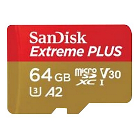 SanDisk Extreme PLUS - Flash-Speicherkarte (microSDXC-an-SD-Adapter inbegriffen) - 64 GB - A2 / Video Class V30 / UHS-I U3 / Class10 - microSDXC UHS-I