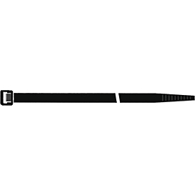 SapiSelco Kabelbinder, L 360 x B 7,5 mm, PA 6.6 schwarz, UV-stabil, V2 UL 94, Zugbelastung 460N, 100 Stück