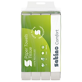 Satino Comfort gevouwen handdoeken, 2-laags, W-vouw, met reliëf, L 320 x B 206 mm, 100 % gerecycled papier, helder wit, 3000 vel