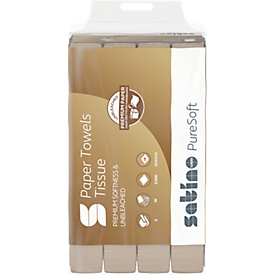Satino PureSoft gevouwen handdoeken, 2-laags, W-vouw, met reliëf, L 320 x B 206 mm, 100 % gerecycled karton, zacht beige, 3072 vellen