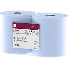 Satino Putztuchrollen HiLine, blau, 3-lagig, Tuch 230 x 350 mm, 2 Rollen
