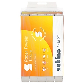 Satino vouwhanddoeken Smart, 2-laags, V-vouw, met reliëf, L 230 x B 240 mm, 100% gerecycled papier, wit, 4000 vel