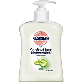 Savon liquide Sagrotan Aloe Vera, antibactérien, testé dermatologiquement, blanc, 250 ml, en distributeur à pompe