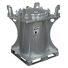 Schadstoff-Container BAUER SCD 240, Stahlblech, Einfüllöffnung Ø 610 mm, feuerverzinkt, B 800 x T 800 x H 1095 mm