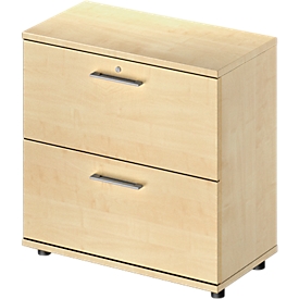 Schäfer Shop Armario archivador Genius TETRIS MADERA, 2 OH, AN 800 x F 421 x AL 800 mm, altura incl. deslizantes, decoración arce