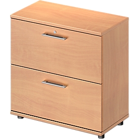 Schäfer Shop Armario archivador Genius TETRIS MADERA, 2 OH, An 800 x P 421 x Al 800 mm, altura incl. deslizantes, decoración haya