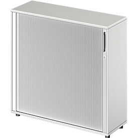 Schäfer Shop Armoire Genius à rideau transversal TETRIS WOOD, 3 HC, L 1200 mm, hauteur avec patins, gris clair