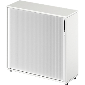 Schäfer Shop Armoire Genius à rideau transversal TETRIS WOOD, 3 HC, L 1200 mm, hauteur incl. patins, blanc
