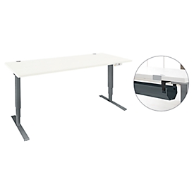 Schäfer Shop Bureau Genius Aero Flex, réglable en hauteur électriquement, L 1600 x P 800 x H 620-1280 mm, blanc/anthracite + passage de câbles