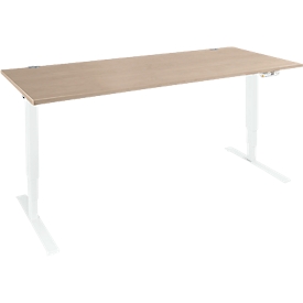 Schäfer Shop Bureau Genius AERO FLEX, réglage électrique de la hauteur, rectangle, pied en T, L 1600 mm, chêne/blanc + panneau de mémoire