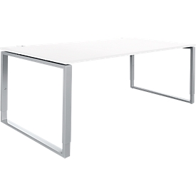 Schäfer Shop Bureau Genius Modena Flex, réglable en hauteur, forme rectangulaire, pied en forme d'étrier, largeur 1800 mm, blanc