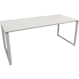 Schäfer Shop Bureau Genius Modena Flex, réglable en hauteur, forme rectangulaire, pied en forme d'étrier, largeur 1800 mm, gris clair