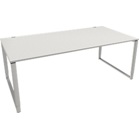 Schäfer Shop Bureau Genius Modena Flex, réglable en hauteur, forme rectangulaire, pied en forme d'étrier, largeur 2000 mm, gris clair