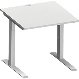 Schäfer Shop Bureau Genius MODENA FLEX, tube rectangulaire à piétement en C, L 800 x P 800 mm, gris clair/alu blanc