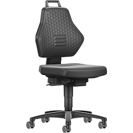 Schäfer Shop Chaise de travail Genius, sans accoudoirs, mécanisme auto-synchrone, roulettes doubles, similicuir, noir