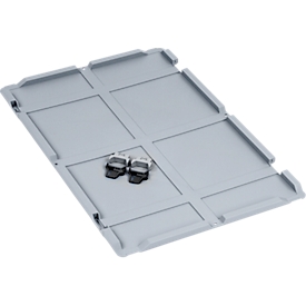 Schäfer Shop : couvercles à charnières Pure, série Economy, pour bacs Euro 600 x 400 mm, en plastique, gris