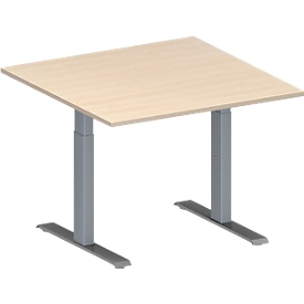 Schäfer Shop  Genius Aanbouwtafel MODENA FLEX, in hoogte verstelbaar, vierkant, T-poot rechthoekige buis, B 1000 x D 1000 mm, esdoornpatroon 