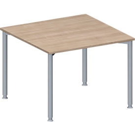 Schäfer Shop Genius add-on table MODENA FLEX, height adjustable, square shape, 4-leg round tube, W 1000 x D 1000 mm, oak decor