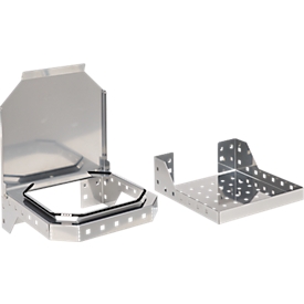 Schäfer Shop Genius afvalbak voor FS-reinigingsmiddelenkasten, plaatstaal, blank aluminium RAL 9006, B 910 x D 490 x H 80 mm