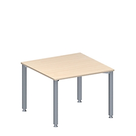 Schäfer Shop Genius Anbautisch MODENA FLEX, höhenverstellbar, Quadrat-Form, 4-Fuß-Quadratrohr, B 1000 x T 1000 mm, Ahorn-Dekor 