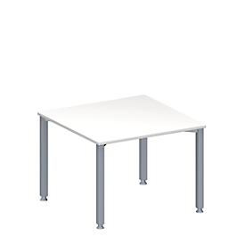 Schäfer Shop Genius Anbautisch MODENA FLEX, höhenverstellbar, Quadrat-Form, 4-Fuss-Quadratrohr, B 1000 x T 1000 mm, weiss 