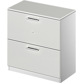 Schäfer Shop Genius archiefkast TETRIS SOLID, 2 OH, B 800 mm, afsluitbaar, met afdekplaat, aluminium lichtgrijs/wit