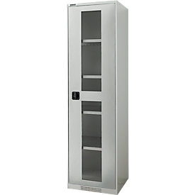 Schäfer Shop Genius armario de dos puertas FS, acero, mirilla, agujeros de ventilación, An 545 x Pr 520 x Al 1950 mm, 5 OH, gris claro/gris claro, hasta 250 kg 